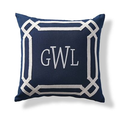 Oikos Indigo Monogrammed Outdoor Pillow Frontgate