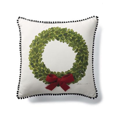 Handpainted Wreath Throw Pillow Frontgate