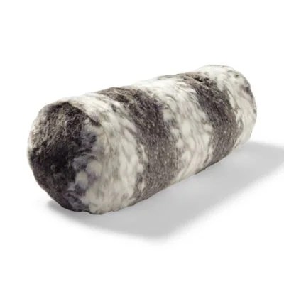 Luxury Faux Fur Bolster Pillow in Snow Leopard Frontgate