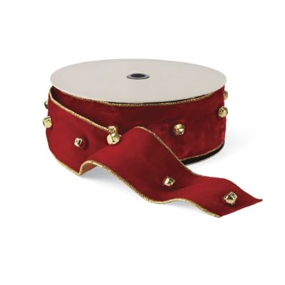 Velvet Ribbon with Mini Bells, Set of Four Frontgate
