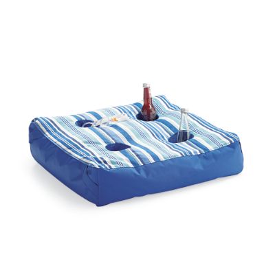 Oasis Pool Ottoman in Marina Stripe Aqua Frontgate