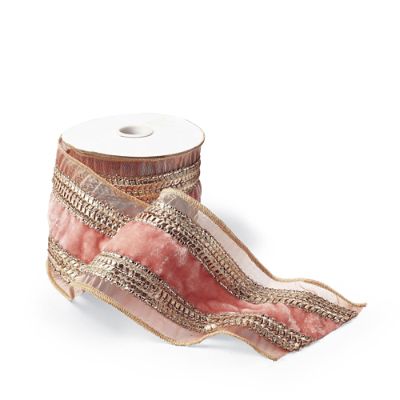 Rose Gold Velvet Ribbon with Gold Trim Frontgate