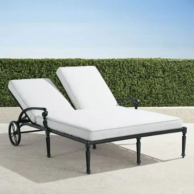 Carlisle Double Chaise Lounge with Cushions in Onyx Finish Frontgate