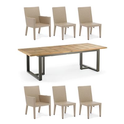 Pierce Extending Teak Dining Set in Linen Finish Frontgate