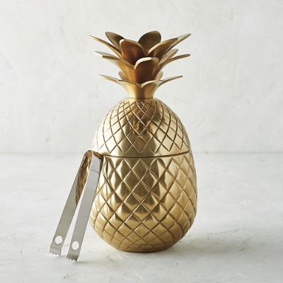 Golden Pineapple Ice Bucket with Tongs Frontgate