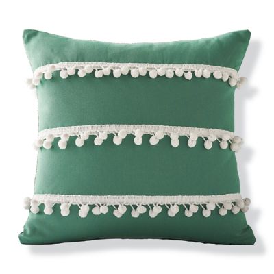 Pom Pom Fringe Jade Outdoor Pillow Frontgate