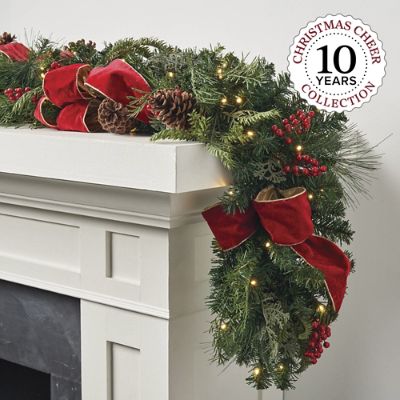 Corless Christmas Garland Christmas Cheer Cordless Garland with Bow Frontgate