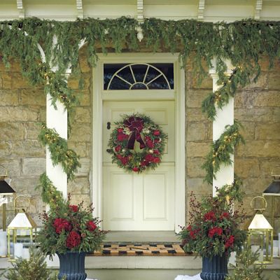 Soft Cedar 6' Hanging Garland with Icicle Lights Frontgate