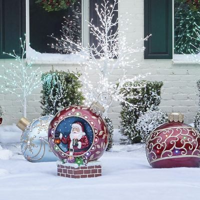 Fiber Optic LED Santa Ball Ornament Frontgate