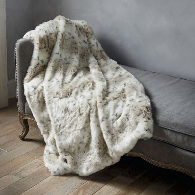 Luxury Faux Fur Throw in Lynx Frontgate