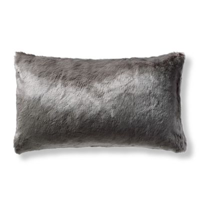 Fashion Faux Fur Matelassé Lumbar Pillow Cover in Charcoal Frontgate