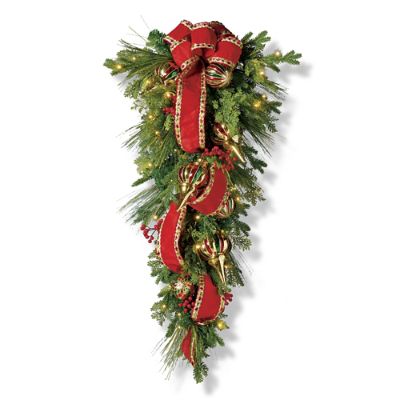 Christmas Celebration Cordless Outdoor 4' Teardrop Swag Frontgate