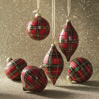 Holiday Glen Plaid Ornament Accent Kit, Set of Six Ornaments Frontgate