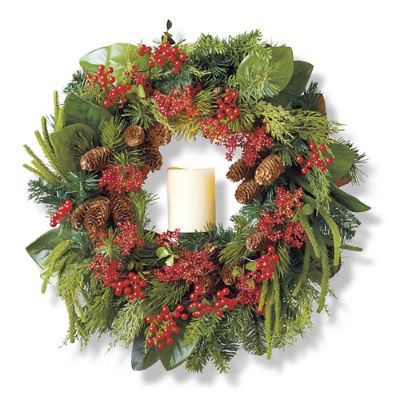 Holiday Glen Indoor 28" Window Wreath Frontgate
