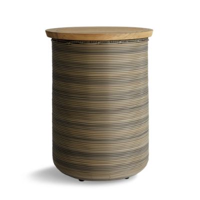 Harper Wicker Storage Round Side Table Frontgate