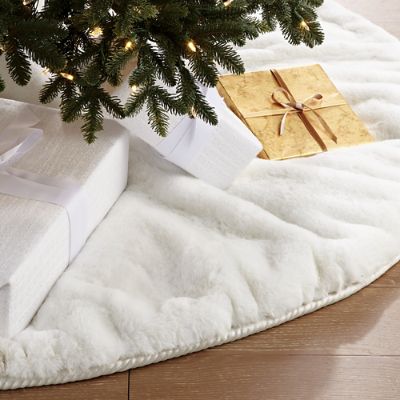 White Faux Fur Tree Skirt Frontgate