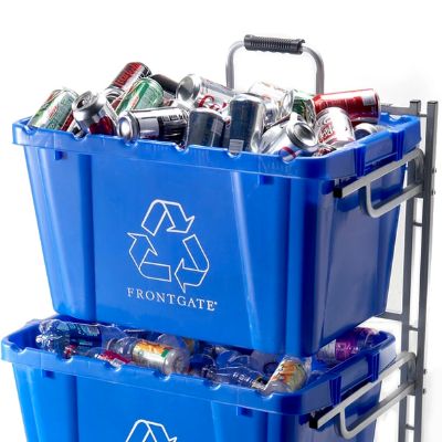 Set of Three Blue Recycling Bins Frontgate