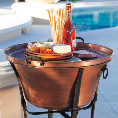 Copper Beverage Tub with Stand and Serving Tray Frontgate