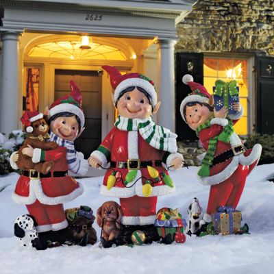 Set of Three Fiber Optic Elves Frontgate
