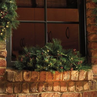 Set of Two Cordless Prelit Window Swags Frontgate