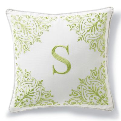 Monogrammed Outdoor Pillow in Natural/Gingko Frontgate