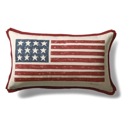 Handpainted American Flag Lumbar Pillow Frontgate