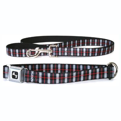 Black Plaid Dog Collar & Leash Set Frontgate