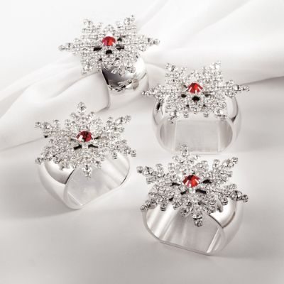 Set of 4 Crystal Snowflake Napkin Rings Frontgate