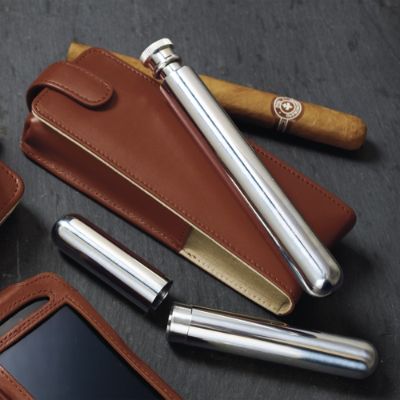 Italian Leather Cigar and Flask Combo Set Frontgate