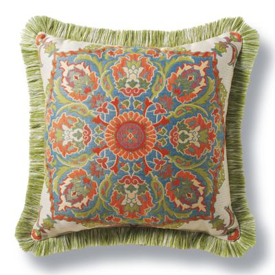 Madras Bliss Outdoor Pillow with Fringe Frontgate