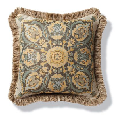Madras Mineral Outdoor Pillow with Fringe Frontgate