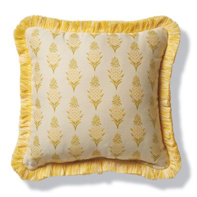 Pineapple Sunflower Outdoor Pillow with Fringe Frontgate