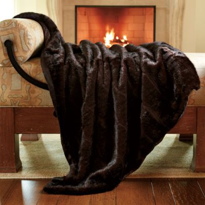 Channeled Mink Luxury Faux Fur Throw Frontgate