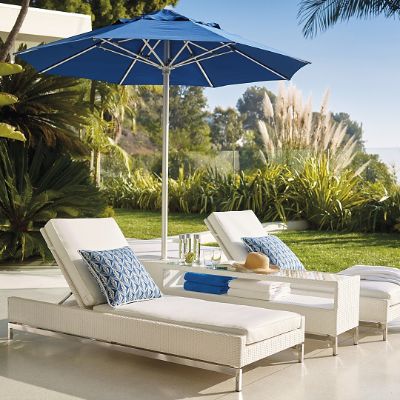 Metropolitan Chaise Lounge with Cushions in White Finish Frontgate