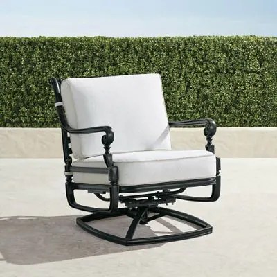 Carlisle Swivel Lounge Chair with Cushions in Onyx Finish Frontgate