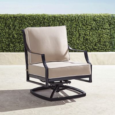 Grayson Swivel Lounge Chair with Cushions in Black Finish Frontgate