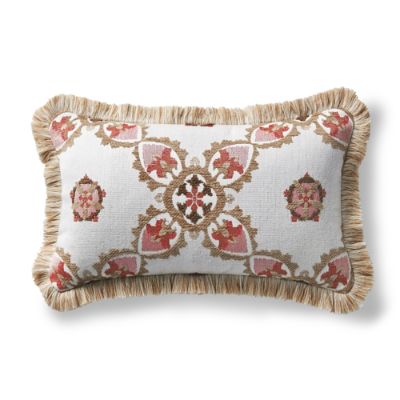 Courtlyn Rouge Outdoor Lumbar Pillow with Fringe Frontgate