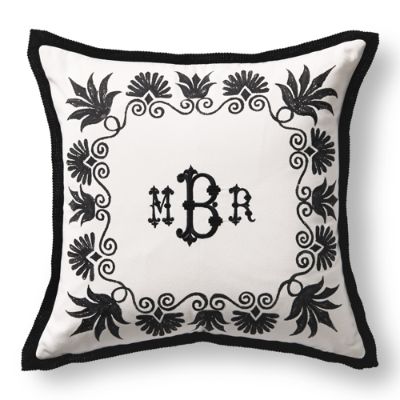 Anthemion Monogrammed Black Outdoor Pillow Frontgate