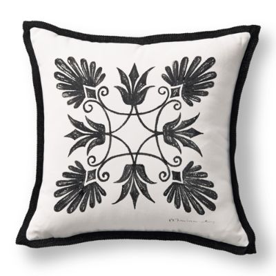 Painted Medallion Black Outdoor Pillow Frontgate