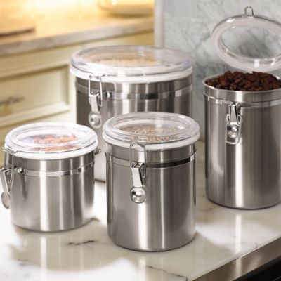 Best of Basics Stainless Steel Canisters, Set of Four Frontgate