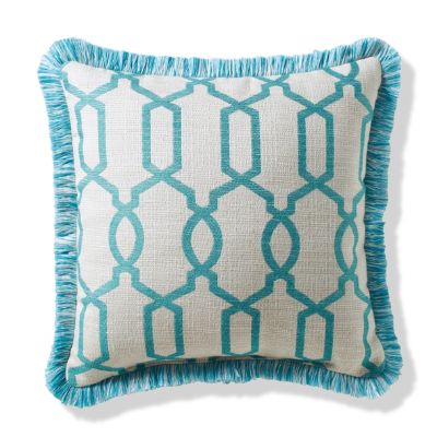 Raffia Gate Aruba Outdoor Pillow with Fringe Frontgate