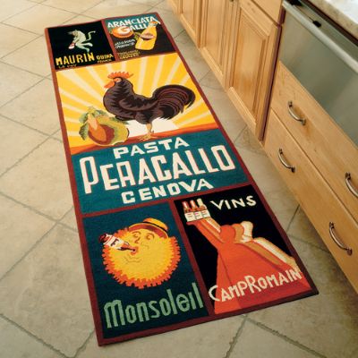 Wool Vintage Poster Rug Frontgate