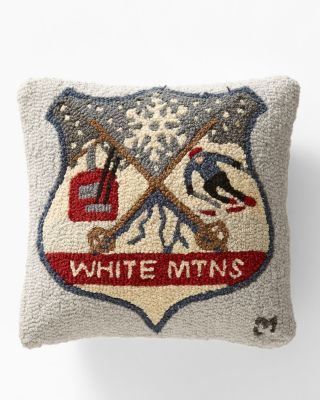 Skier Personalized Hooked Wool Pillow Hill