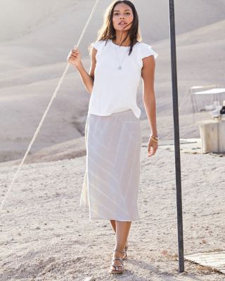 Linen TwistSeam Midi Skirt Hill