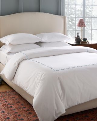 Signature Scallop Embroidered Percale Duvet Cover Hill