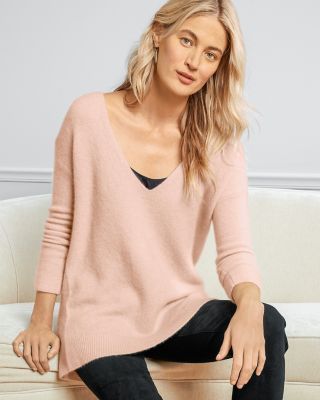 EILEEN FISHER Cashmere & Silk Bouclé VNeck Sweater Hill