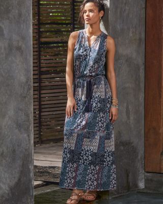 BandedCollar Knit Maxi Dress Hill