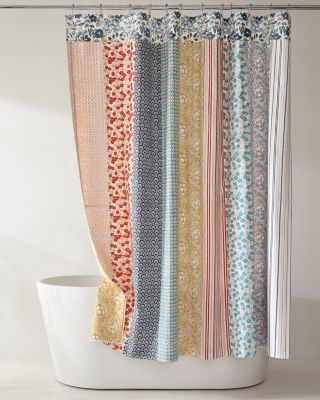 Camille Striped Patchwork Shower Curtain Hill