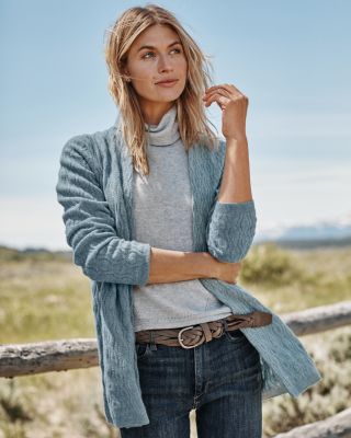 Essential Cashmere Cabled Cardigan Hill
