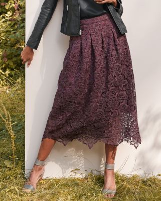 Scalloped Lace Midi Skirt Hill